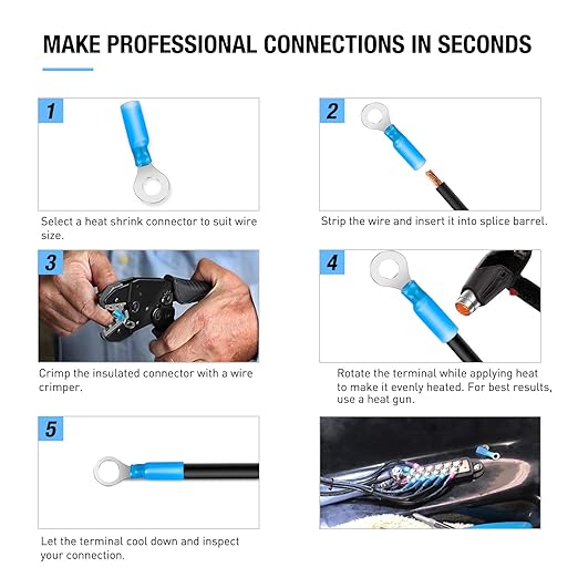 Nilight 540 PCS Heat Shrink Wire Connectors Waterproof Automotive Marine Electrical Terminals Kit Ring Fork Hook Spade Butt Splices