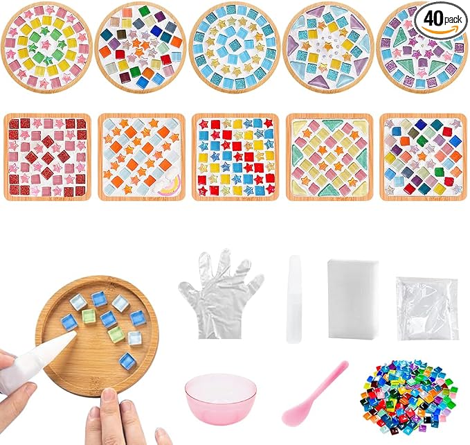 Adboros 10 Sets DIY Glass Mosaic Tiles by Adboros