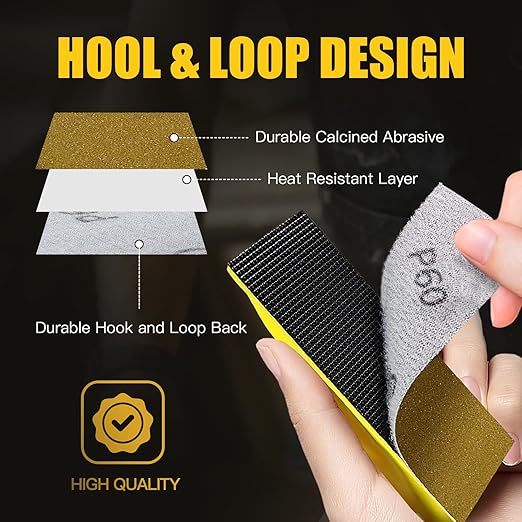Micro Detail Sander with 100PCS Sandpaper, 3.5”x 1” Mini Sander Kit for Craft, Wood and Small Space Polish Sanding Works P60/120/240/400/600/800/1000/1200/1500/2000