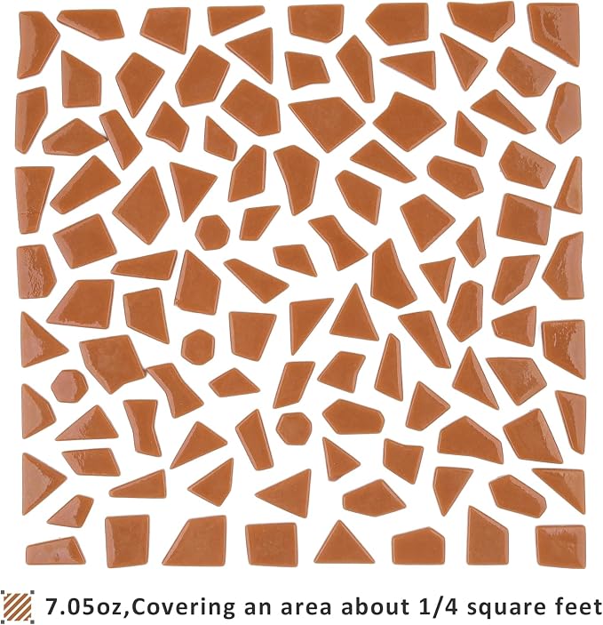 Youway Style Mosaic Tiles for Crafts Bulk, 200g Caramel Broken Glass Pieces for - Image 6