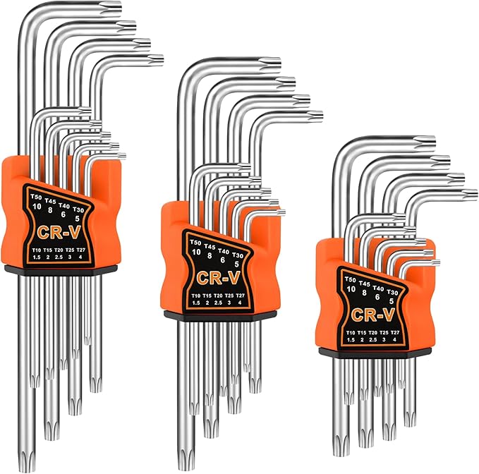 27pcs Allen Wrench Set - Long Arm SAE & Metric Torx Star Ball End Hex Key Set
