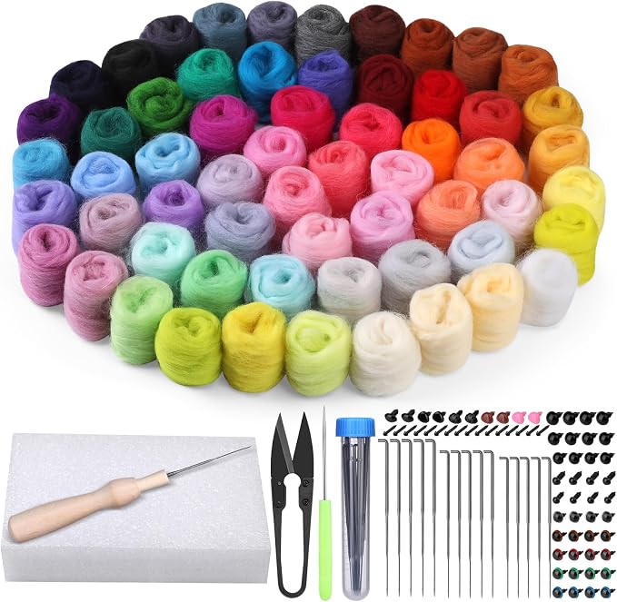 JUPEAN Needle Felting Kits, 60 Colors Wool Roving, Wool Felting Kit - Image 9