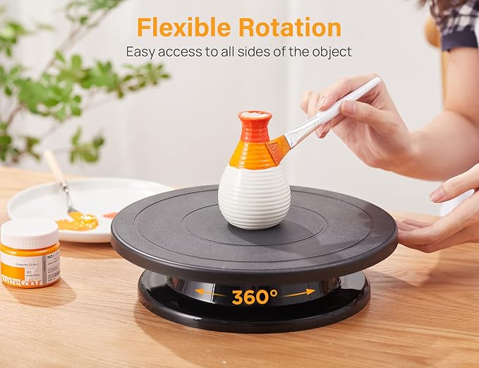 Kootek 11 Inch Rotate Turntable Sculpting Wheel Revolving Cake Turntable Black - Image 5