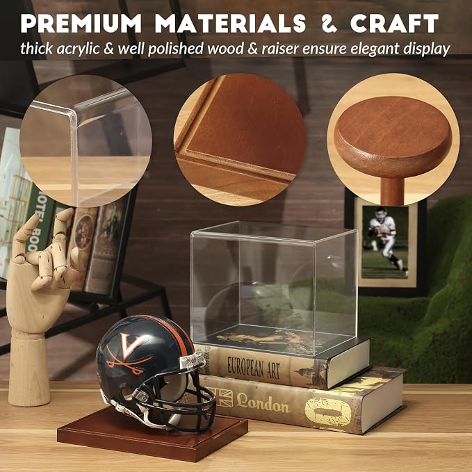 JupDec Mini Helmet Display Case, Acrylic Clear 1/2 Football Helmet Showcase - Image 5