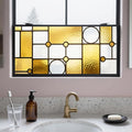 IVN Privacy Window Film Decorative Stained Glass Yellow and White Geometric by IVN