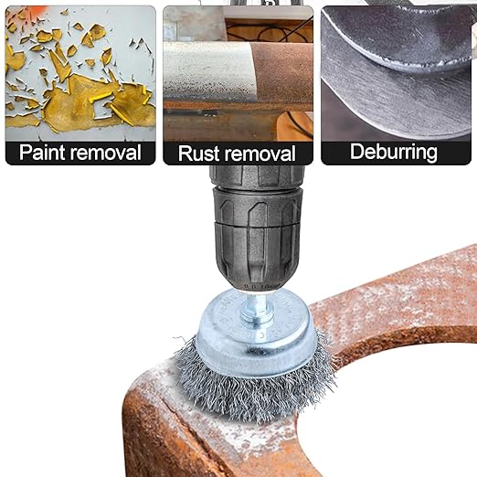 10PCS Professional Wire Wheel Brush Set, Stainless Steel Cup Wire Brush for Drill with 1/4 Inch Shank, Wire Brushes for Cleaning Rust Removal, Corrosion & Scrub Surfaces