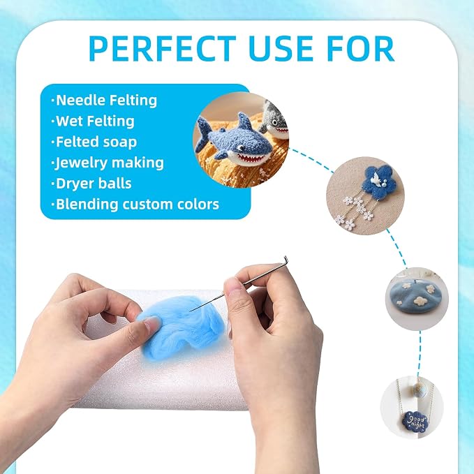 Flylin Needle Felting Wool, 10 Colors Fiber Wool Yarn Roving Set | 10g per Color - Image 5