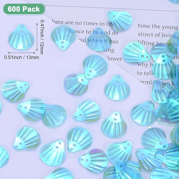 M METERXITY 600-Pack Seashell Sequins, 50g Shell Shape Loose Sequins - Image 3