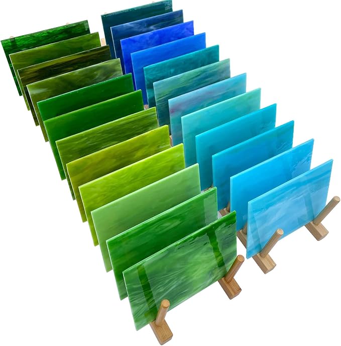 LITMIND 24 Sheets Blue & Green Stained Glass Variety Pack – 4 x 6 Inch Art - Image 5
