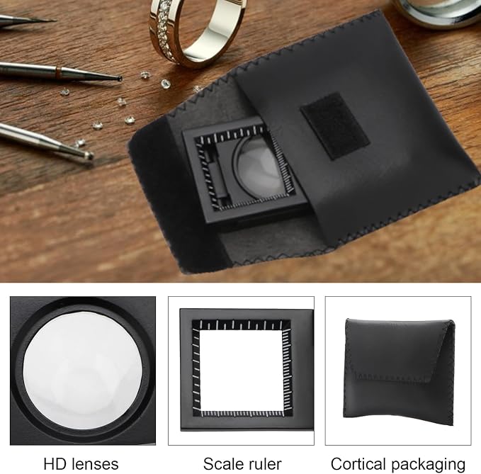 Rongon 10x 28mm Mini Three Folding Magnifying Glasses Portable Zinc Alloy Loupe - Image 3