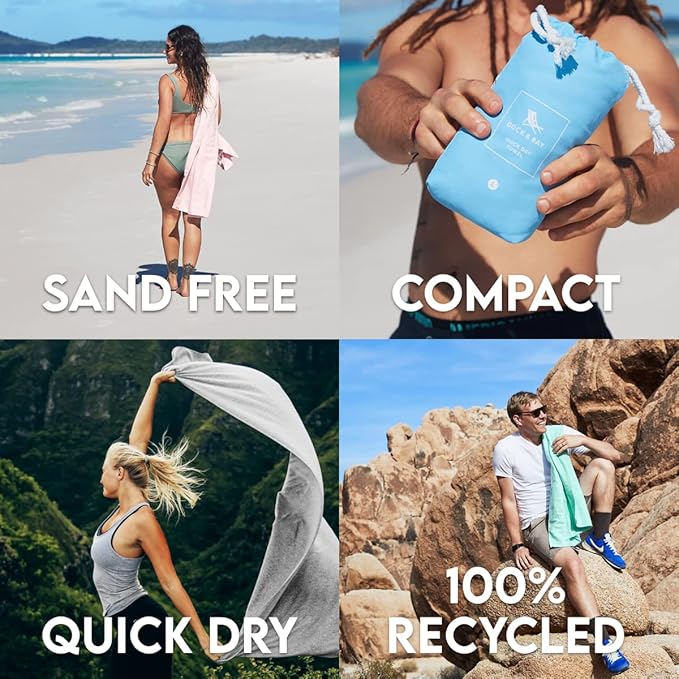 Dock & Bay Beach Towel - Quick Dry, Sand Free - Compact, Lightweight - 100% Recycled - Includes Bag - Essential - Deep Sea Navy, Extra Large (200x90cm, 78x35)