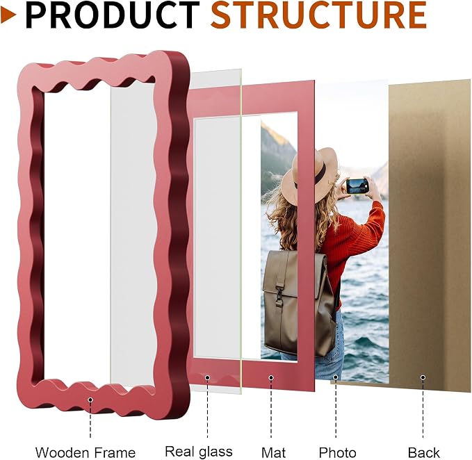 5x7 Wavy Picture Frame With Mat - Image 4