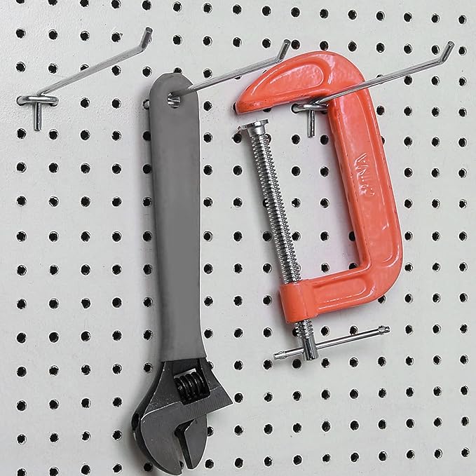 SENENQU 100PCS 4 Inch Pegboard Hooks Peg Board Hooks Accessories Fit 1/8” and 1/4” Peg Board with Rubber Tipped, Metal Pegboard Hooks for Garage, Office, Kitchen, Store