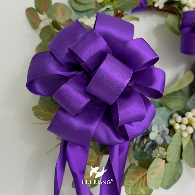 HUIHUANG Purple Satin Wired Ribbon 1-1/2 inch Dark Purple Wire Edge Ribbon - Image 9
