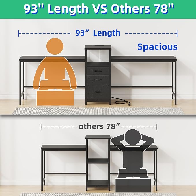 GYIIYUO 93'' Two Person Desk - Image 3