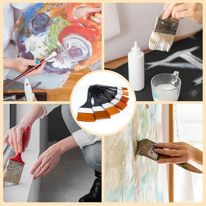 EORTA Flat Art Paint Brushes Set Assorted Size Nylon Painting Brushes - Image 9