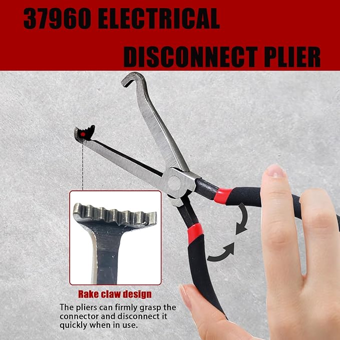 Upgraded Electrical Disconnect Pliers 37960,8 inch Automotive Tools,Electrical Connector Pliers for Cars,Easily Disconnect the Locking Push Tab Electrical Connector