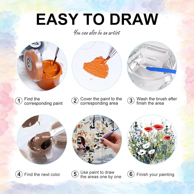 Yezavesu Flower Framed Paint by Numbers Kit - Image 8