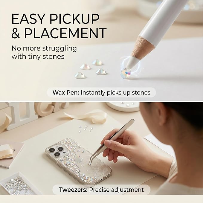 36000Pcs White AB Rhinestones for Bedazzling, Iridescent Mixed Sized 2-6mm - Image 5