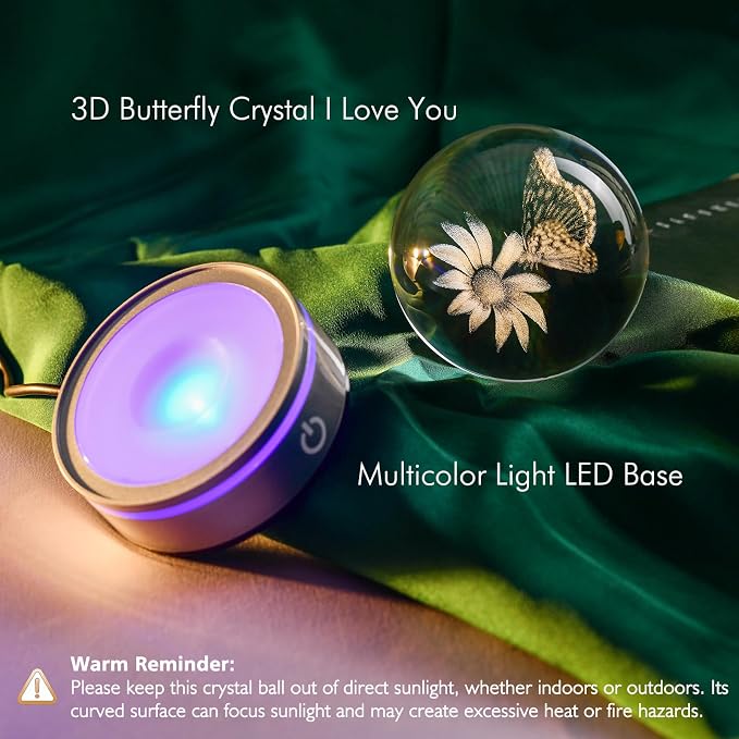 IFOLAINA 3D Butterfly Crystal Ball Decor Lamp Gifts Ideas - Image 5