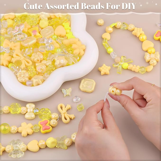 200-260PCS TINKRSTUFF Assorted Yellow Acrylic Beads - Image 4