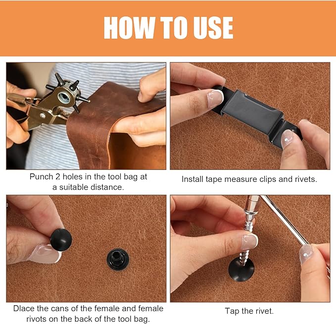 2PCS Tape Measure Holder for Belt, Tapes Measure Belt Clip, Belt Tool Holder for Measuring Tapes Drill, Impact Driver Any Tape Holster with a Clip.