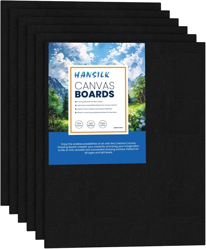 Black Canvases for Painting pk 8 * 10 Pre Primed 100% Cotton White Blank Canvas by HANSILK