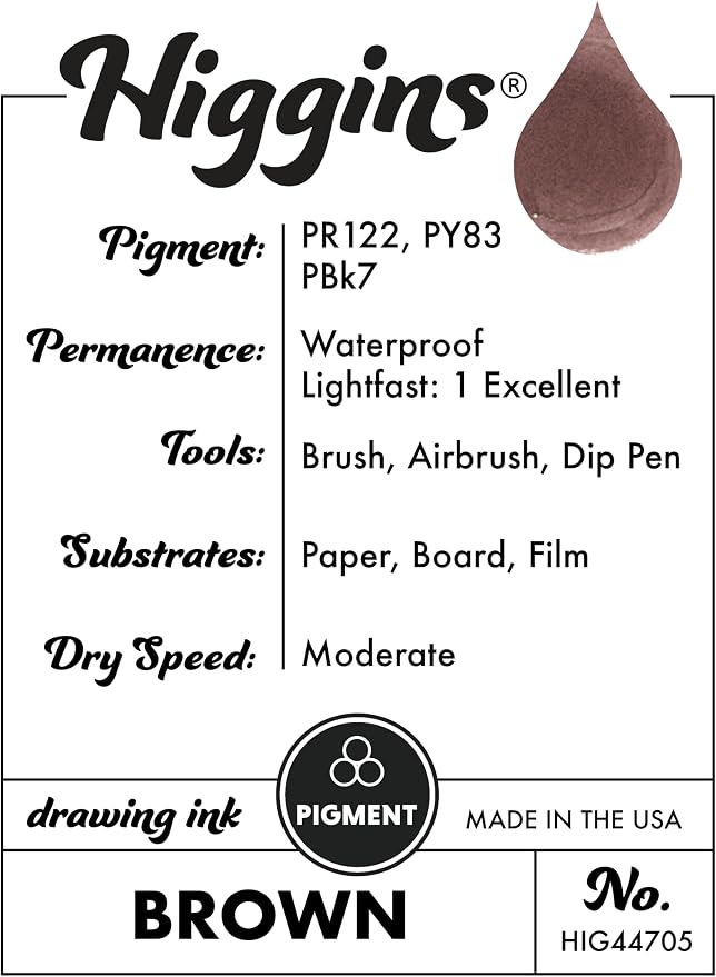 Higgins Brown Pigmented Drawing Ink - Image 2