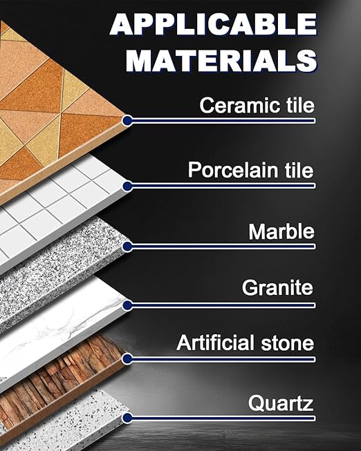 Diamond Tile Hole Saw Kit - 9Pcs 4/5'', 1'', 1-3/8'', 2'', 2-1/2'', 4'' Drill Bits Set, 4/5'' Finger Milling Bit, 2'' Beveling Chamfer Bit, SDS Adapter for Porcelain Tile Ceramic Granite Marble