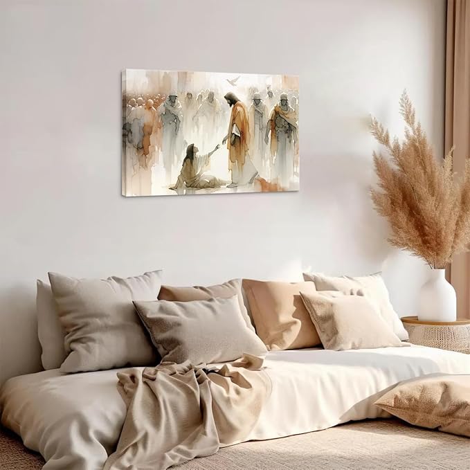CYPQPCUH Jesus Heals Woman Wall Art Canvas Poster, 16x24in | Wrapped Canvas - Image 4