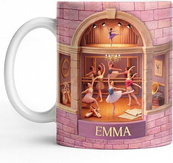 Personalized Ballerina Mug, Custom Name Dance Gift by ALMAGEMSUS