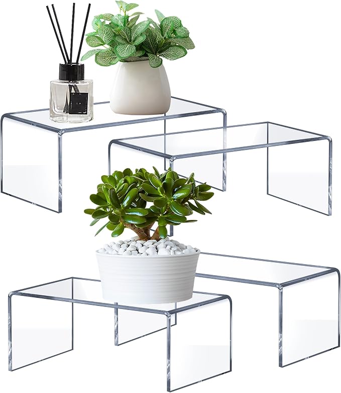 Large Acrylic Risers 4 Pcs - 5mm Thick Clear Display Risers by Unknown