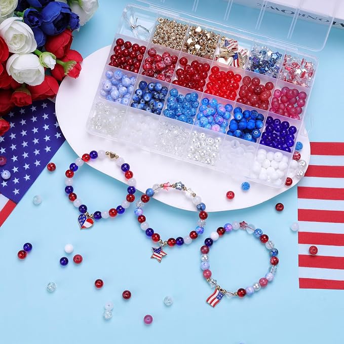 DUQGUHO Red White and Blue Glass Beads - Image 5