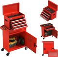 5-Drawer Rolling Tool Chest with Wheels, Lockable Metal Tool Box with Drawers, Detachable Top Cabinet & Storage Cart for Garage Workshop,Repair Room(Red)