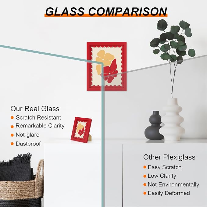 12x16 Picture Frame with Wavy Mat, Wooden Real Glass 12 x 16 Photo Frame - Image 2