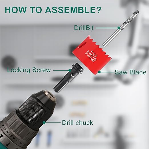 HYCHIKA 2 Inch/51mm Hole Saw,Bi-Metal Cutter Hole Max Cutting Depth 32mm with 1 Arbor Drill Bit for Wood Cutting Cornhole Plastic Drywall Boards Fiberboard