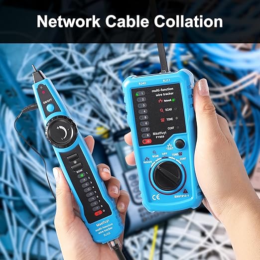 Network Cable Tester, Line Finder with Probe Tone, Wire Tracker Multifunction, RJ11 RJ45 Cable Tracer, Telephone Line Test, Ethernet LAN Network Cat5 Cat6 Cable Maintenance Collation