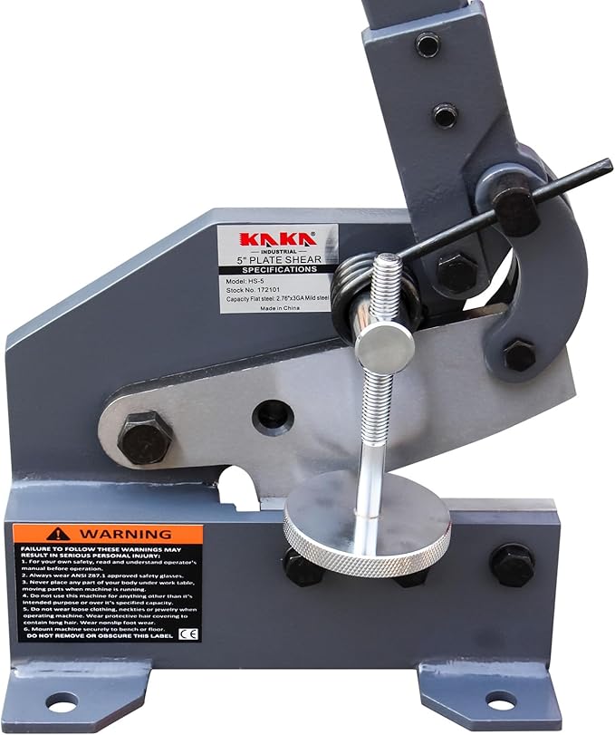 KAKA INDUSTRIAL Manual Metal Cutter Tool, 5 inch HS-5 Compact Plate Shear for Sheet Metal and Bars - Garage Toolbox Size