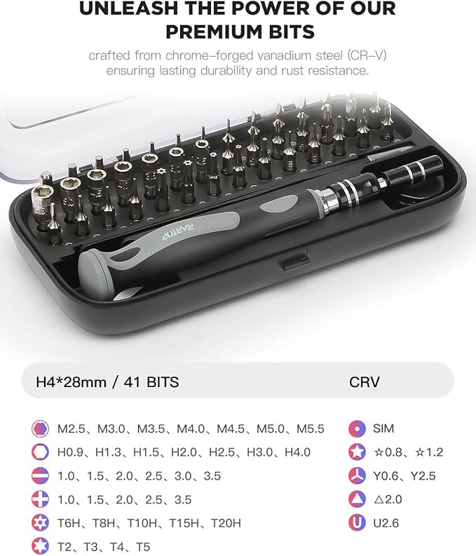 Precision Screwdriver Set - 48 in 1 screwdriver bit set Magnetic Small Screwdriver Set with Case, mini screwdriver set for Computer, Laptop, iPhone, MacBook, PC, Game Console, Eyeglass(48-IN-1)