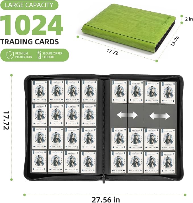 Card Binder 16 Pocket, Premium 1024 Double Sided Pocket Collection Binder - Image 3