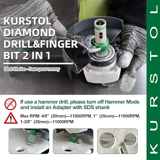 Diamond Core Drill Bits - 4/5"Versatile Drilling Milling Bit+2" Beveling Chamfer Bit+SDS Adapter to 5/8-11" Thread Tile Hole Saw Kit for Porcelain Ceramic Tile Granite Marble Angle Grinder