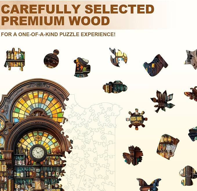 Classic Bar Puzzles Adults Gifts Wooden 100 Pieces 8.5 * 8.5in - Image 3