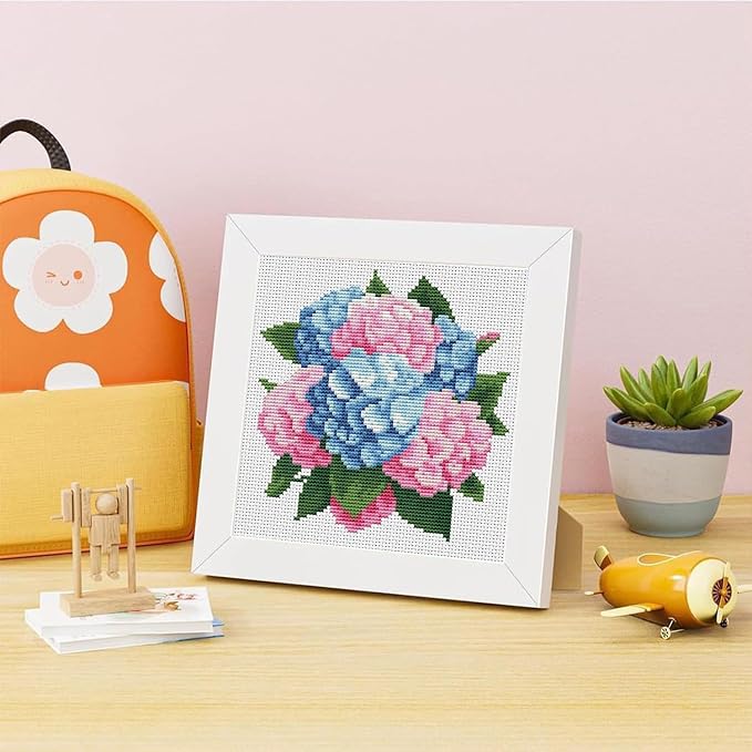 Hydrangea Cross Stitch Kits for Beginners, Flowers Stamped Cross Stitch for - Image 2