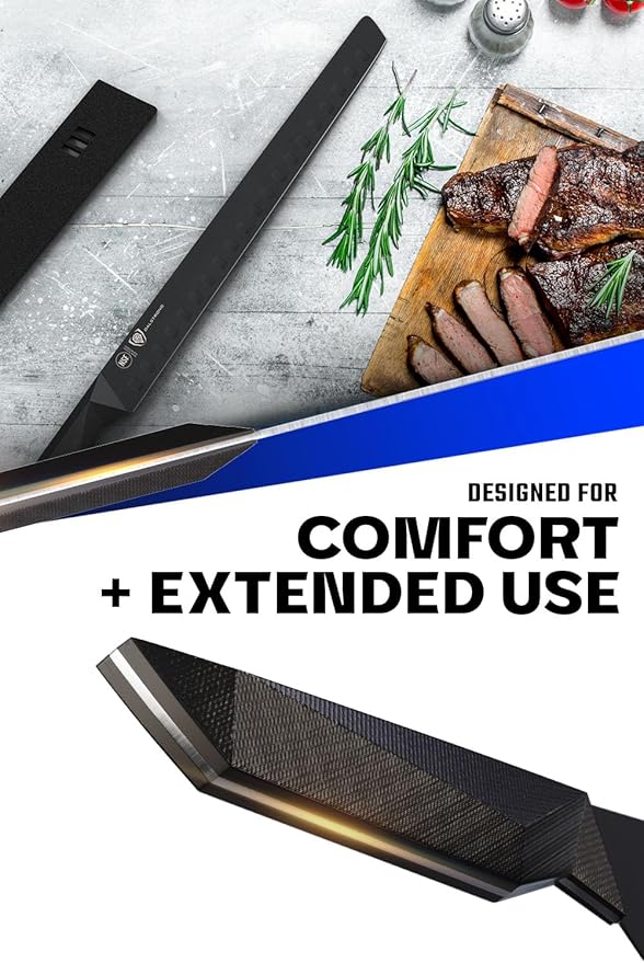 Dalstrong Slicing Knife - 12 inch - Shadow Black Series - Black Titanium Nitride Coated - High Carbon - 7CR17MOV-X Vacuum Treated Steel Carving Knife - Sheath - Kitchen Knife Slicer - NSF Certified