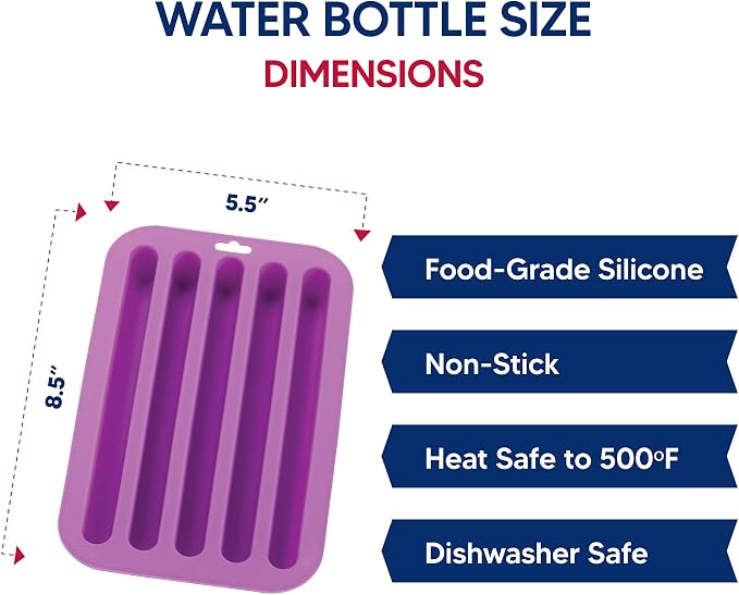 HIC Kitchen Silicone Water Bottle Ice Tray, Makes 5 Ice Sticks | Food-Grade - Image 5