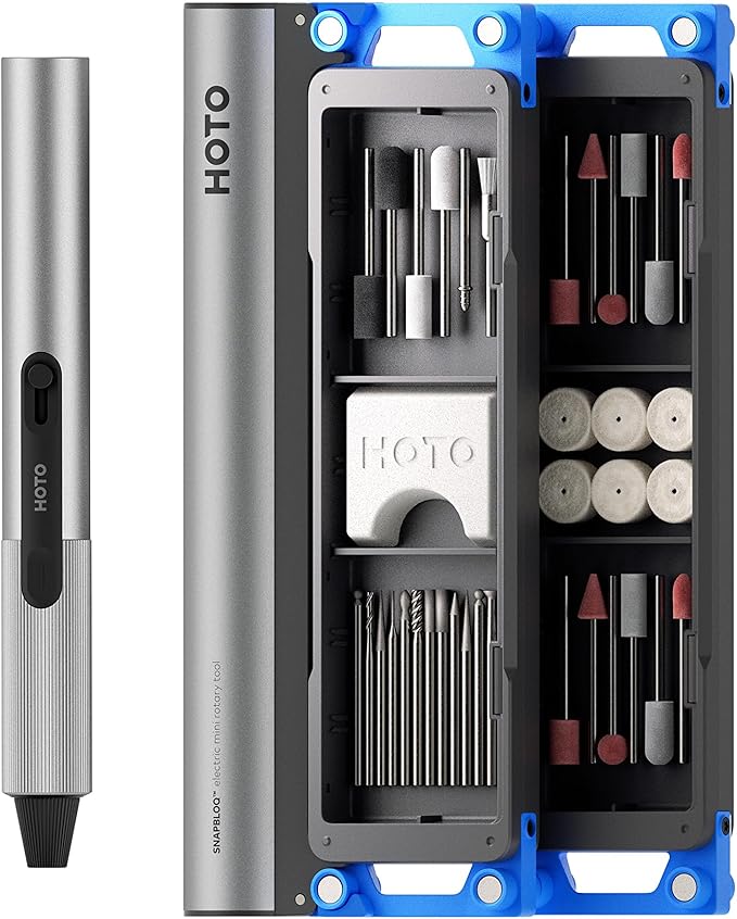 HOTO SNAPBLOQ™ R-A04 Mini Cordless Rotary Tool Kit 4V, Nex-gen Brushless Motor, 22000 RPM Variable Speed, 38 Accessories, Ideal for 3D Printer Sanding, Polishing, Drilling, Carving, DIY Crafts
