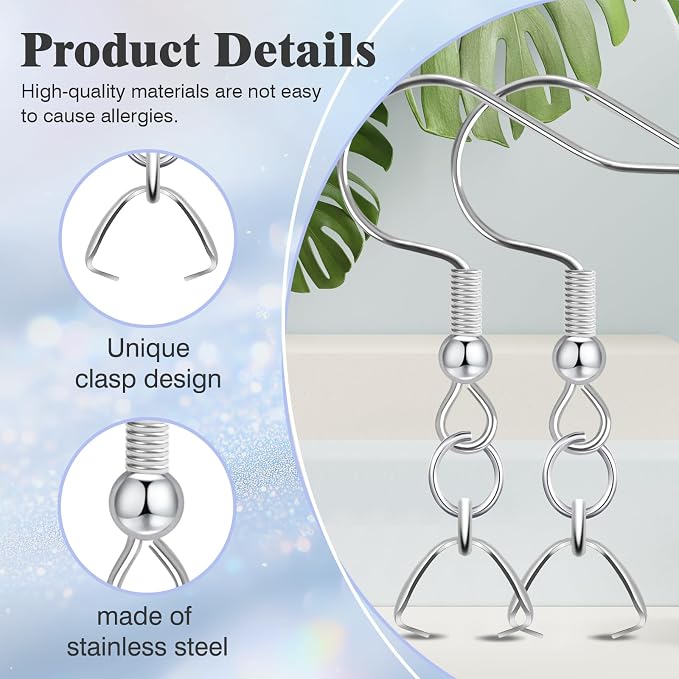 Earring Hooks 50PCS/25Pairs, Stainless Steel Ear Wires Fish Hooks, - Image 3