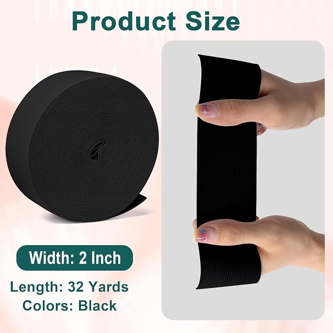 Airisoer 2 Inch Elastic Band for Sewing, 32 Yard High Elasticity Sewing Elastic - Image 2