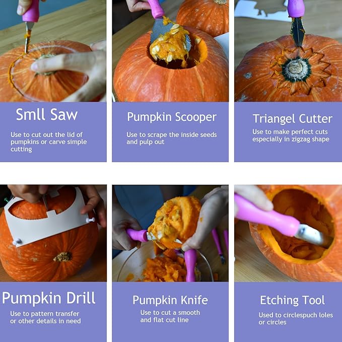 Pumpkin Carving Kit Heavy Duty Stainless Steel Tools with Carrying Case (Total 31 Pieces) Pumpkin Carver Pumpkin Sculpting Set Halloween Party Decorating Gift for Adults (Blue)