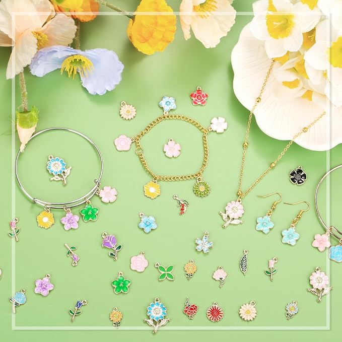 Mckanti 150Pcs 75 Pairs Spring Flower Charms - Image 7